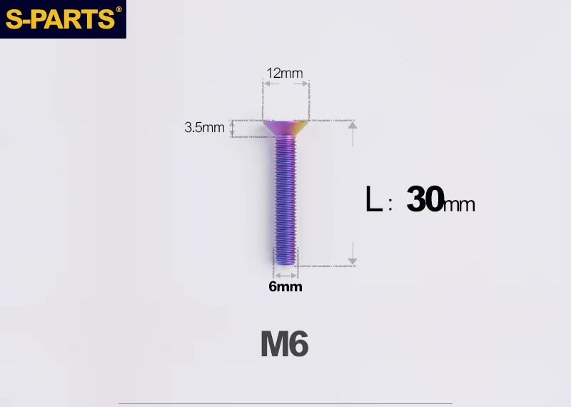 SPARTS M6×10–65mm Titanium Torx Countersunk Bolts for Motorcycle Frames
