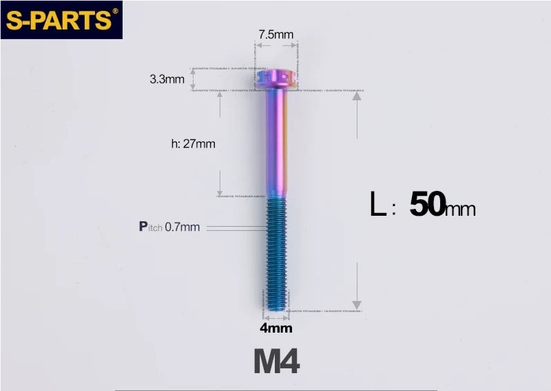 SPARTS M4 ×6 –50mm Titanium Torx Flange Head Bolts