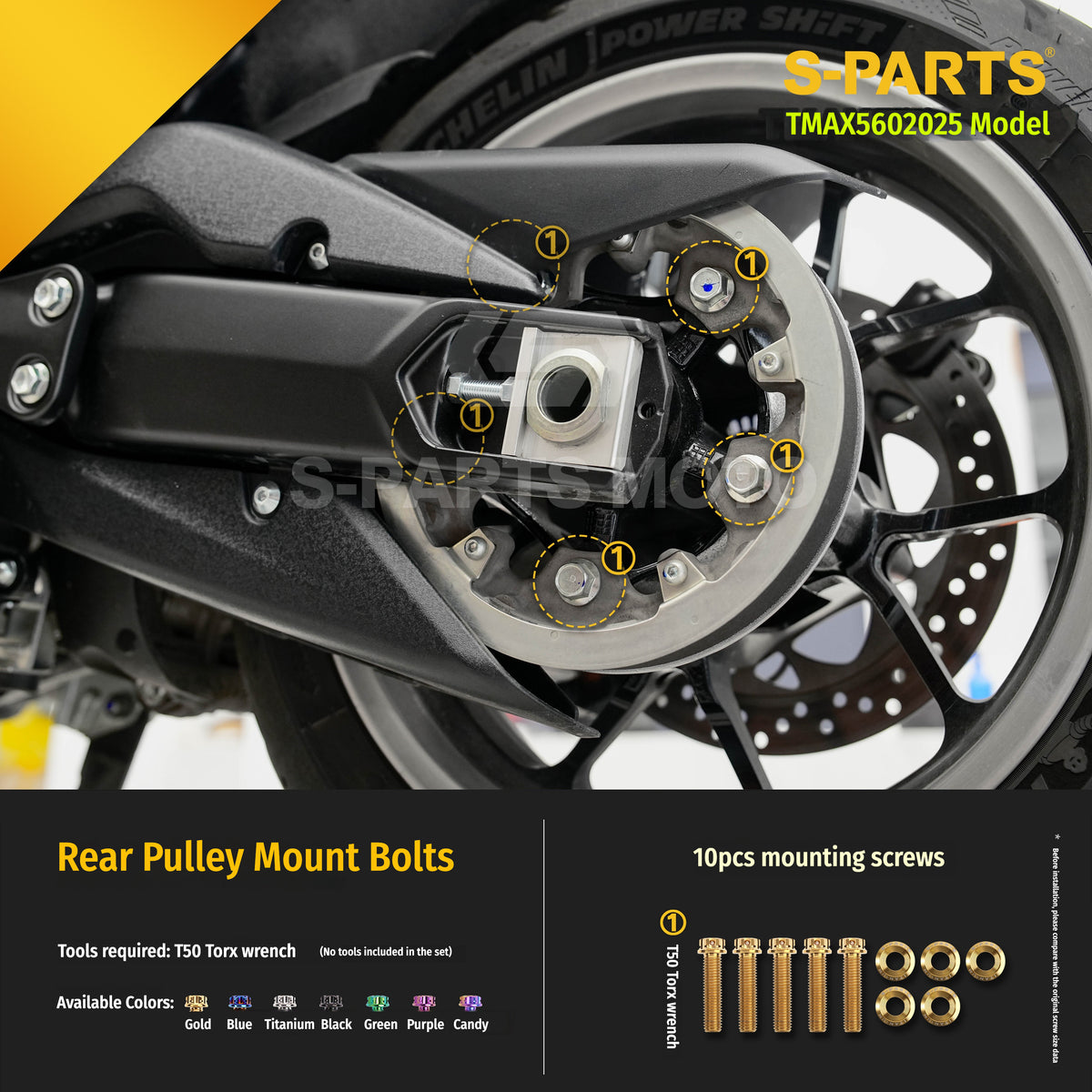 SPARTS Titanium Bolt Kit for YAMAHA TMAX560 2025-Rear Swingarm & Rear Wheel Section