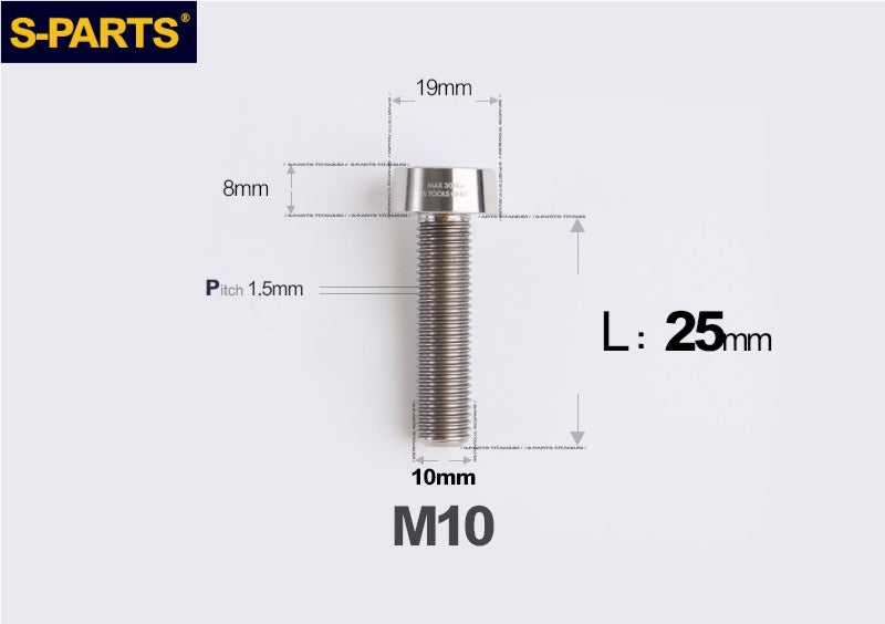 SPARTS Titanium Anti-Theft Fasteners M10 D19×L20-65 P1.5  – Brake Caliper Locking Screw for Motorcycle