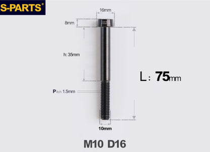 SPARTS Titanium Anti-Theft Fasteners M10×L20-80 D16 P1.5 – Brake Caliper Locking Screw for Motorcycle
