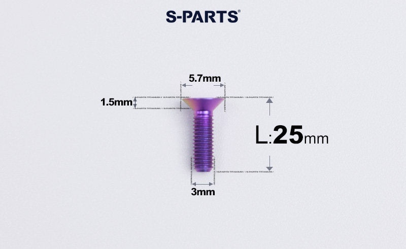 SPARTS Series M3 L6-30 Countersunk Titanium Bolt for motocycle