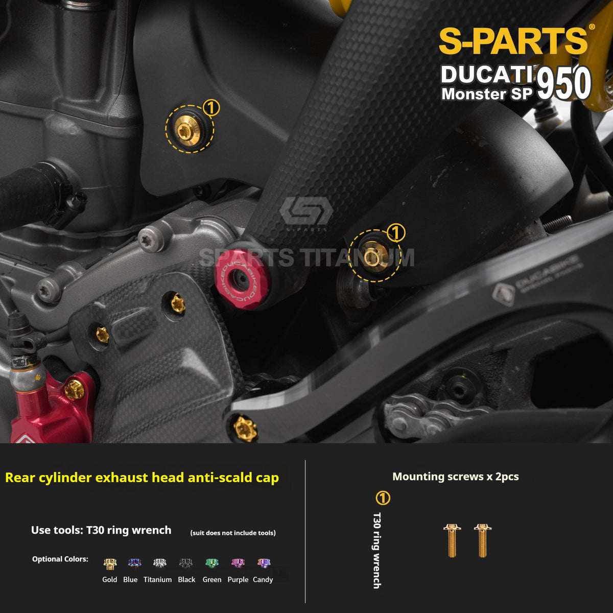 SPARTS Titanium Bolt Kit for Ducati New Monster SP 950 – CNC Titanium Upgrade Kit