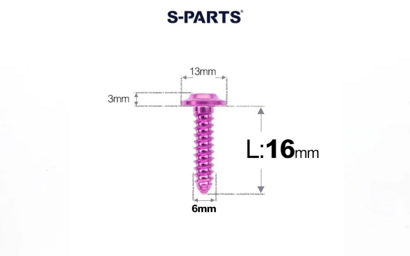 SPARTS M6 Titanium Flanged Button Head Self-Tapping Bolt D13