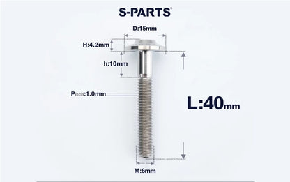 SPARTS M6×8–45mm D15 Titanium Button Head Bolts for Motorcycles