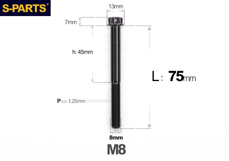 SPARTS M8 A3 Titanium Bolts TC4 Standard Head Fasteners