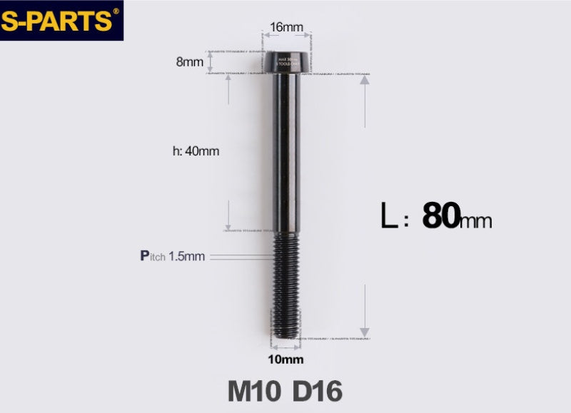 SPARTS Titanium Anti-Theft Fasteners M10×L20-80 D16 P1.5 – Brake Caliper Locking Screw for Motorcycle