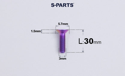 SPARTS Series M3 L6-30 Countersunk Titanium Bolt for motocycle