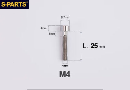 SPARTS Titanium Socket Head Bolts M4x6–25mm for Motorcycles