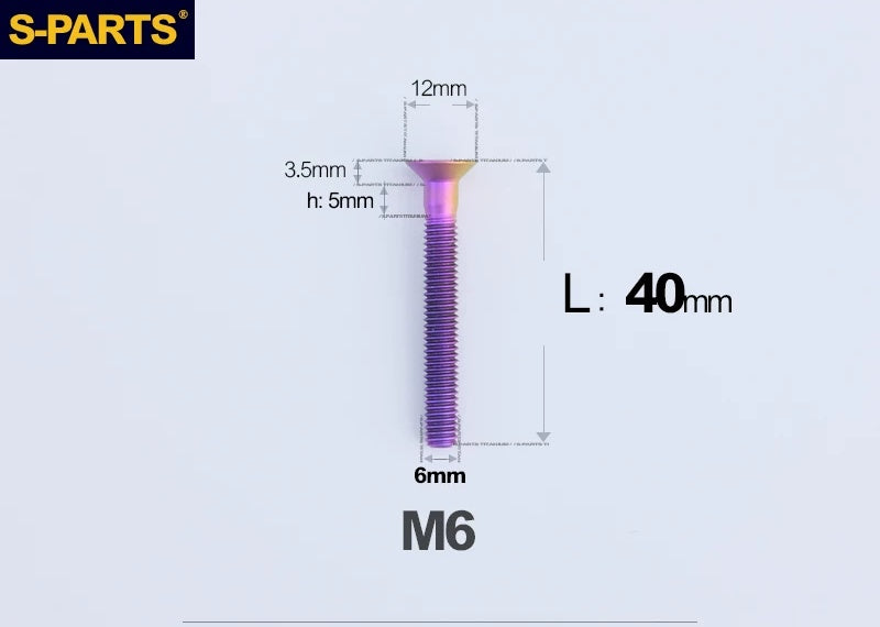 SPARTS M6×10–65mm Titanium Torx Countersunk Bolts for Motorcycle Frames