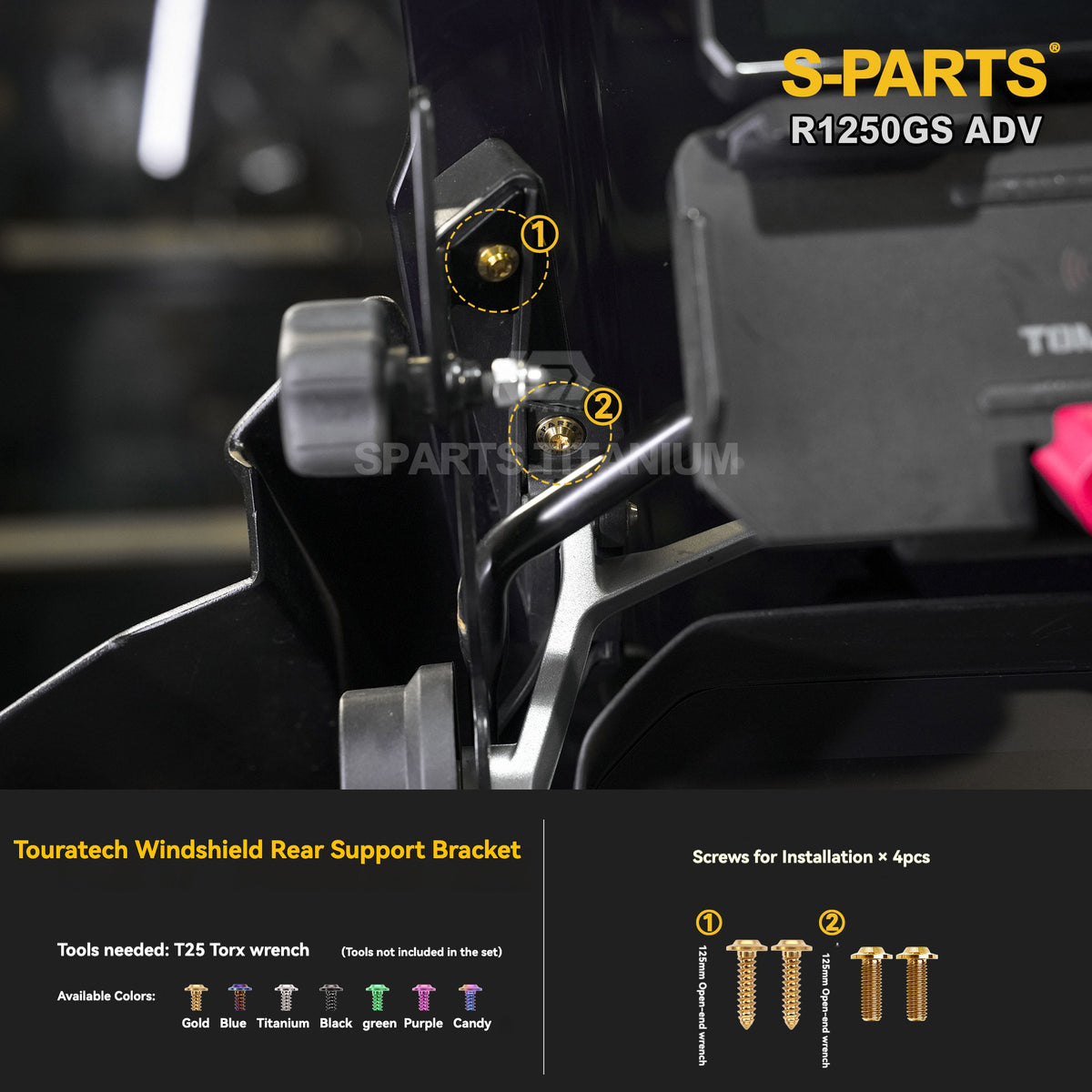 SPARTS Titanium Fairing, Spotlight & Accessory Bolt Kit for BMW R1250GS / ADV