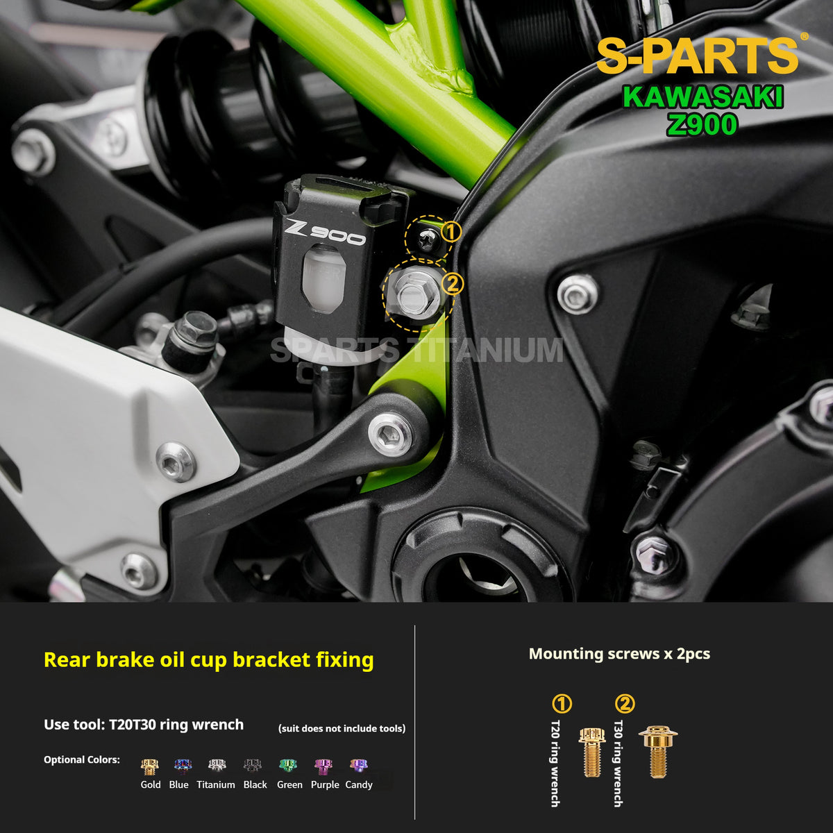 SPARTS TC4 Titanium Bolt Kit for Kawasaki Z900 2021 | Motorcycle Titanium Bolt Upgrade