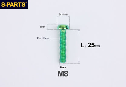 S-PARTS M8 A2 Series TC4 Titanium Bolts – Button Head Fasteners for Bicycle & E-Bike Upgrades