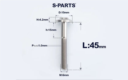 SPARTS M6×8–45mm D15 Titanium Button Head Bolts for Motorcycles