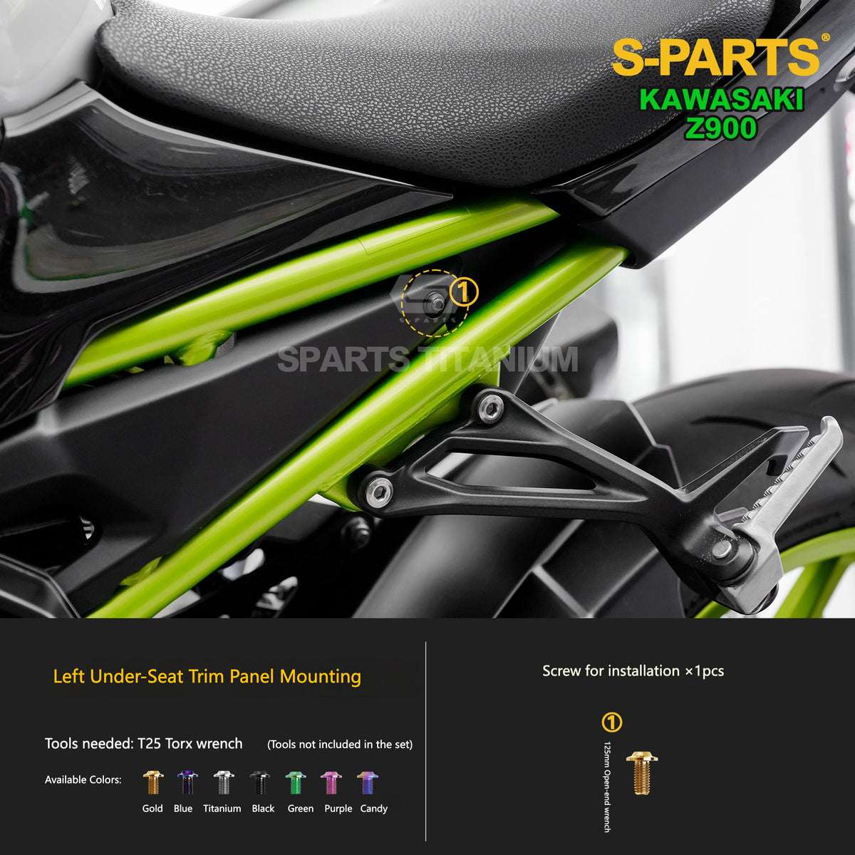 S-PARTS Titanium Fasteners Bodywork, Fairing & Footpeg Bolt Kit for Kawasaki Z900