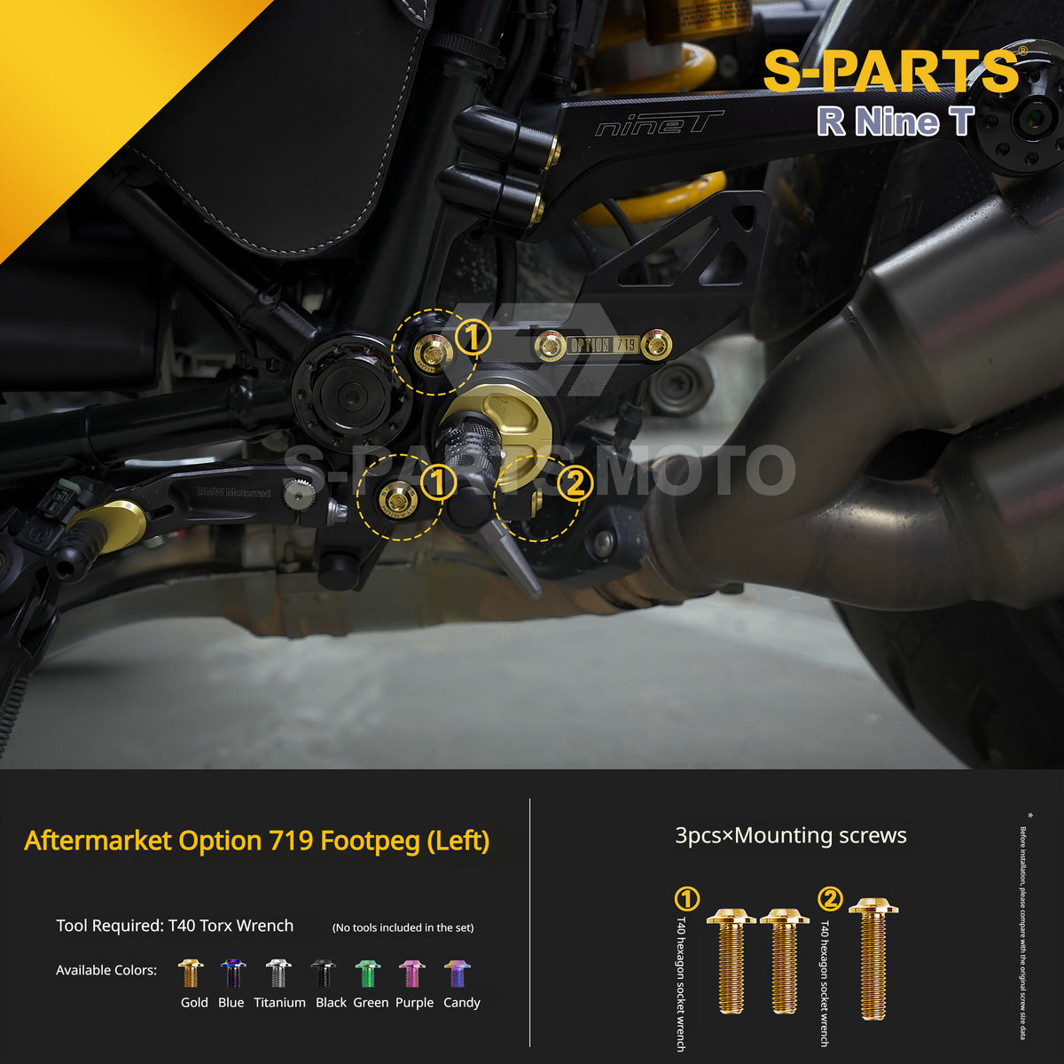 S-parts Titanium Bodywork, Frame & Styling Bolts Kit for BMW R 1250 GS Adventure