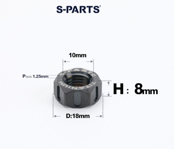 SPARTS Black Titanium Alloy Hex Nuts – TC4 Motorcycle Locking & Fastening Nuts  M4 M5 M6 M8 M10 M12