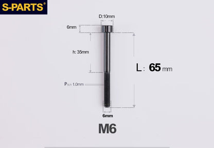 SPARTS M6×30–70mm Titanium Socket Head Cap Screws for Motorcycles