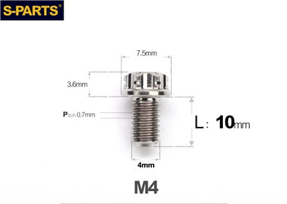 SPARTS M4 ×6 –50mm Titanium Torx Flange Head Bolts