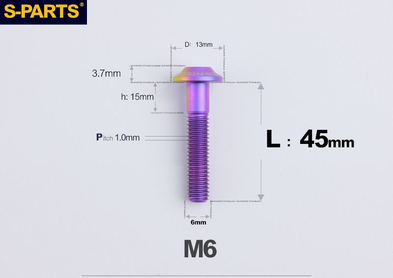 SPARTS A3 M6 D13 Titanium Button Head Bolts for Motorcycle Upgrades