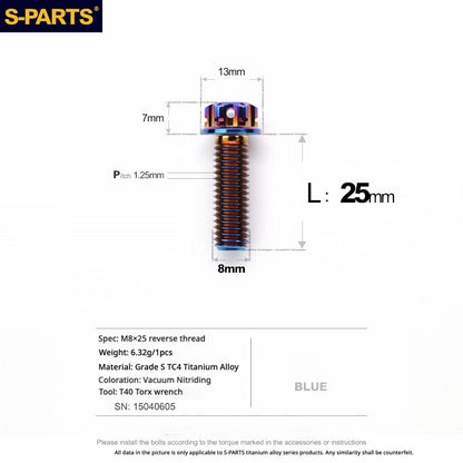 S-PARTS TC4 Titanium Mirror Plug Bolt M8 M10 RH/LH for Motorcycle