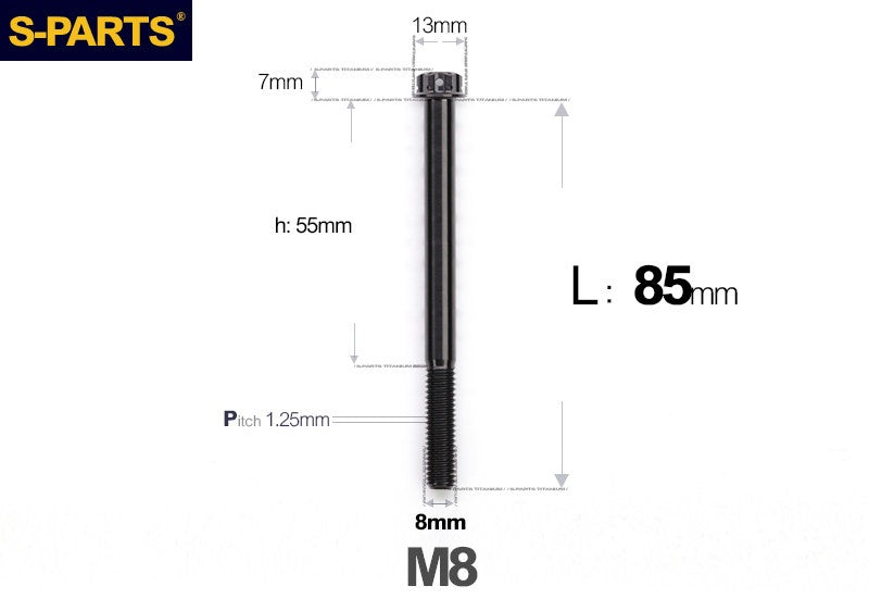 SPARTS M8 A3 Titanium Bolts TC4 Standard Head Fasteners