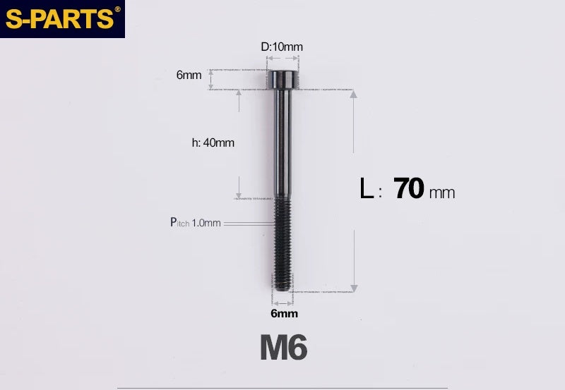 SPARTS M6×30–70mm Titanium Socket Head Cap Screws for Motorcycles