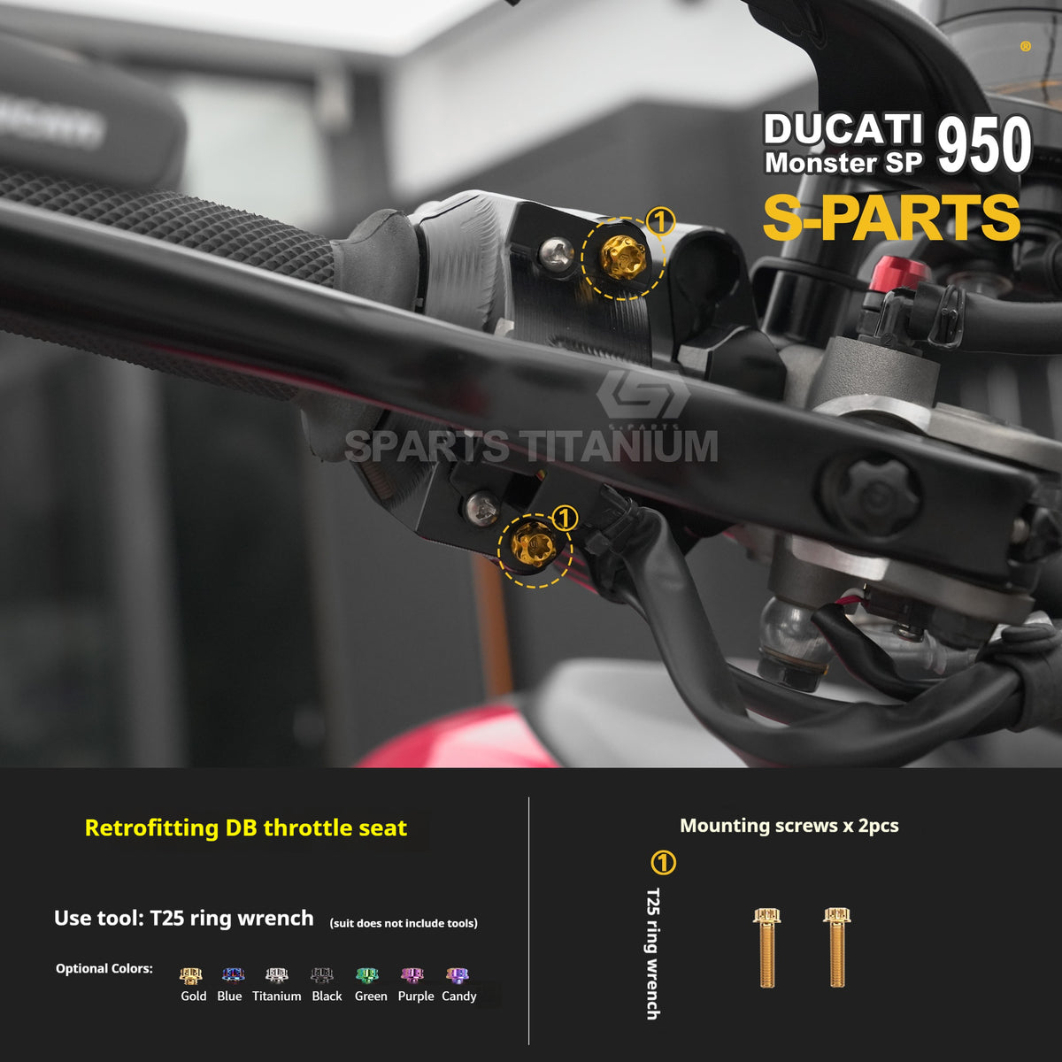 SPARTS Titanium Bolt Kit for Ducati New Monster SP 950 – CNC Titanium Upgrade Kit