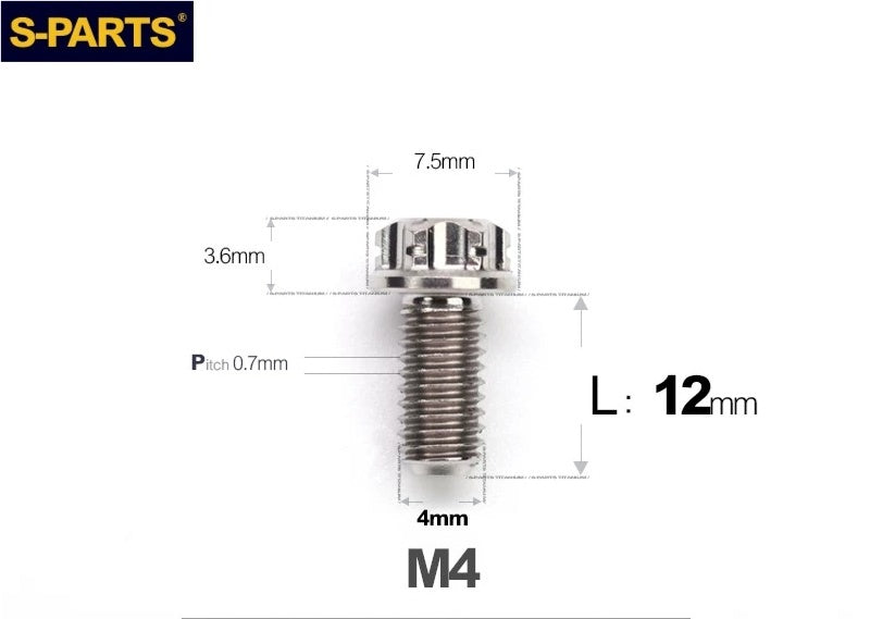 SPARTS M4 ×6 –50mm Titanium Torx Flange Head Bolts