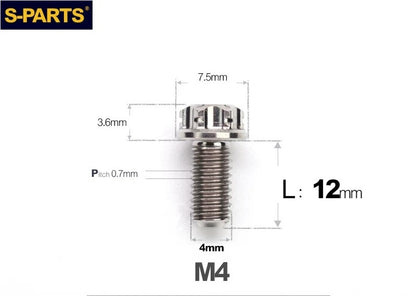 SPARTS M4 ×6 –50mm Titanium Torx Flange Head Bolts