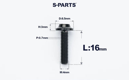 SPARTS M4✖️6–30mm D8.5 Titanium Torx Flanged Button Head Bolts