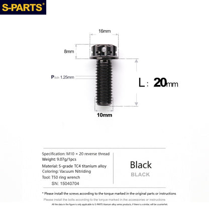 SPARTS Titanium MirrorMotorcycle Rearview Mirror Bolts· M8/M10