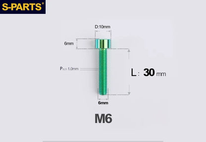 SPARTS M6×30–70mm Titanium Socket Head Cap Screws for Motorcycles