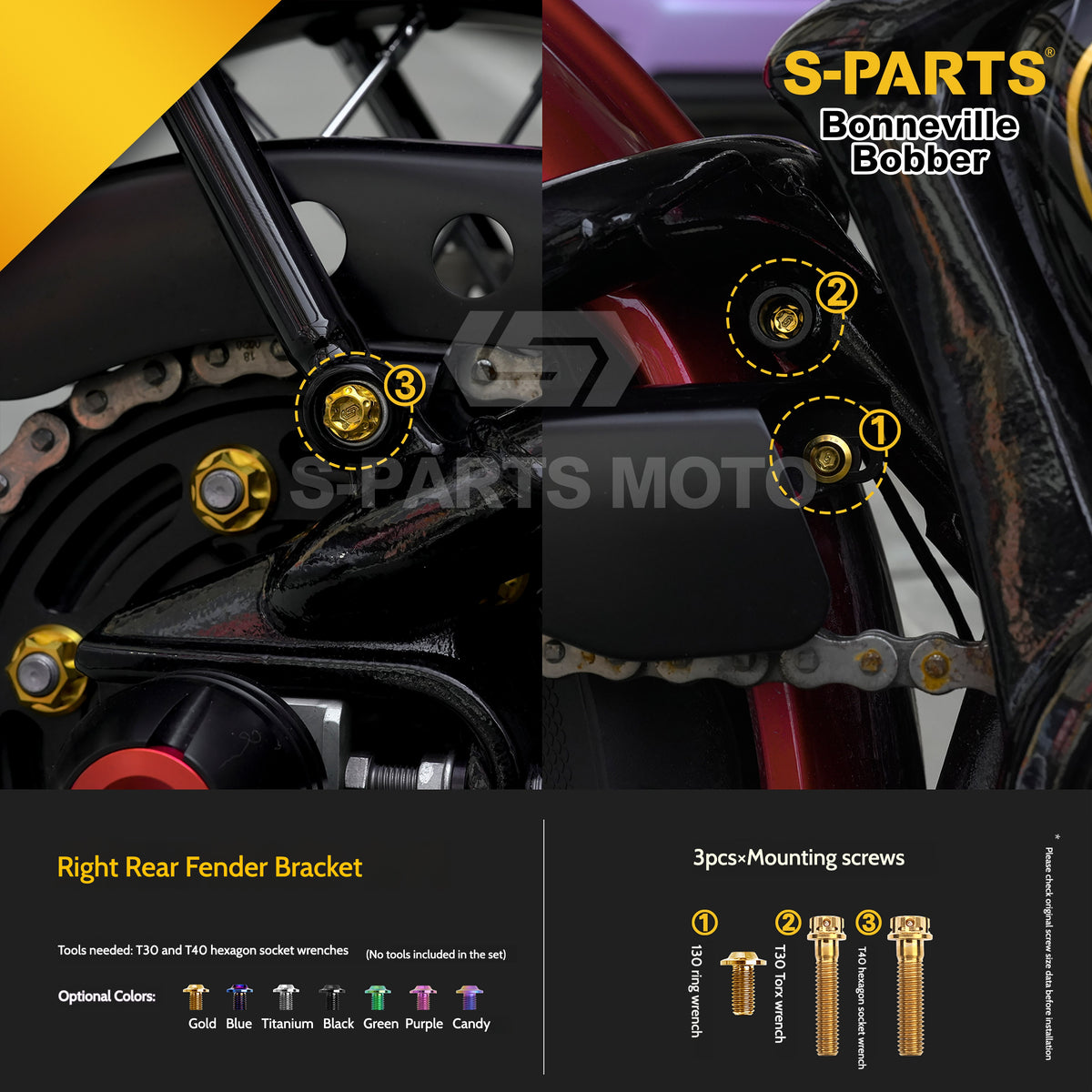 SPARTS Titanium Set Screws for Triumph Bonneville Bobber Motorcycle