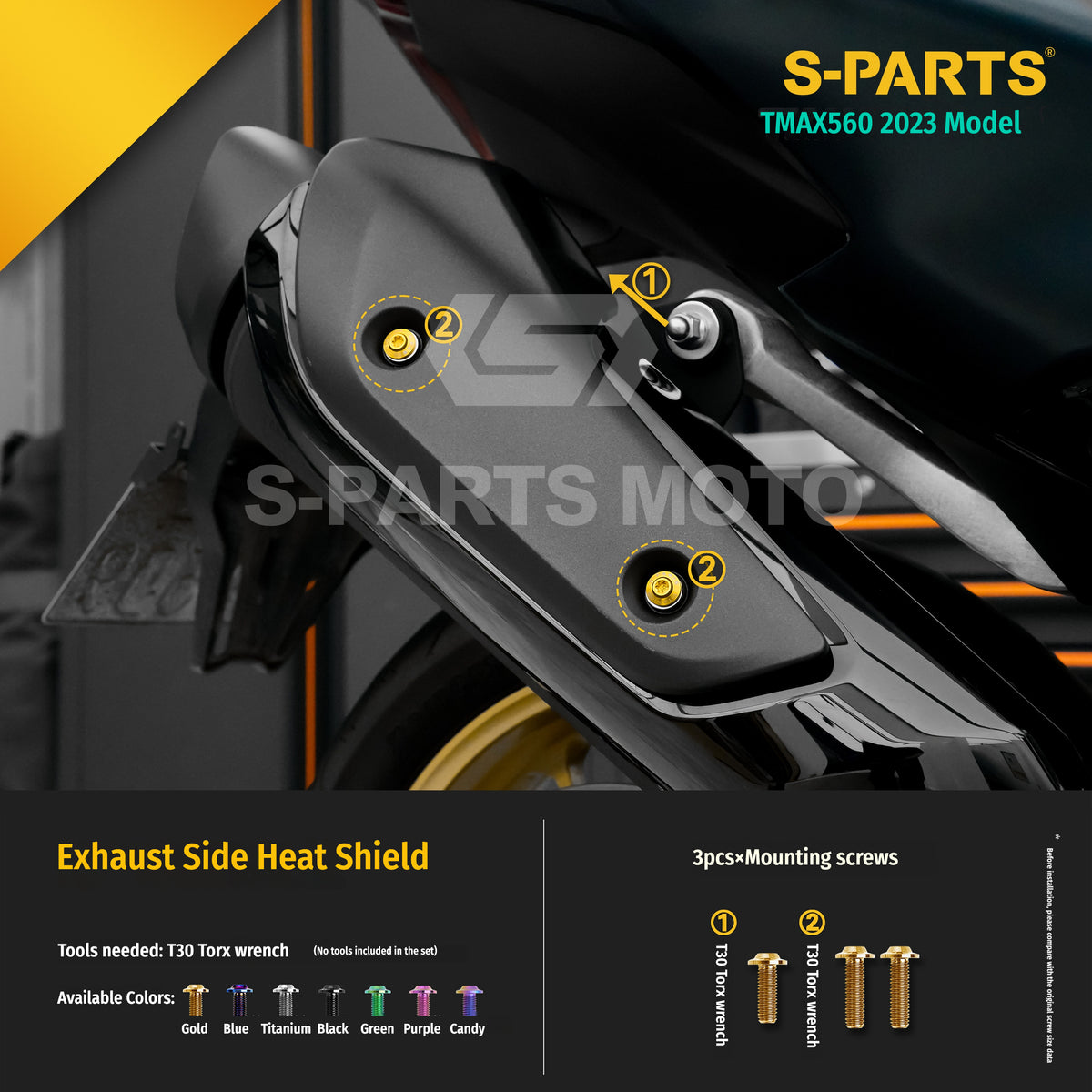 SPARTS Titanium Bolt Kit for Yamaha TMAX560 2023-Rear / Drive / Exhaust System