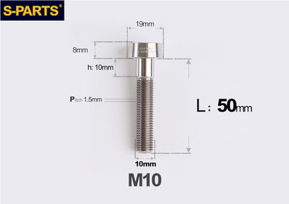 SPARTS Titanium Anti-Theft Fasteners M10 D19×L20-65 P1.5  – Brake Caliper Locking Screw for Motorcycle
