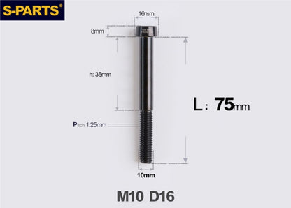 SPARTSTitanium Anti-Theft Fasteners M10×L20-80 D16 P1.25 – Brake Caliper Locking Screw for Motorcycle