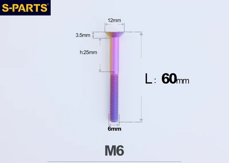SPARTS M6×10–65mm Titanium Torx Countersunk Bolts for Motorcycle Frames