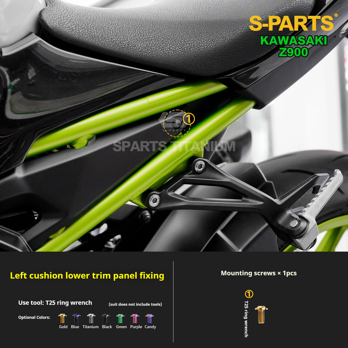 SPARTS TC4 Titanium Bolt Kit for Kawasaki Z900 2021 | Motorcycle Titanium Bolt Upgrade