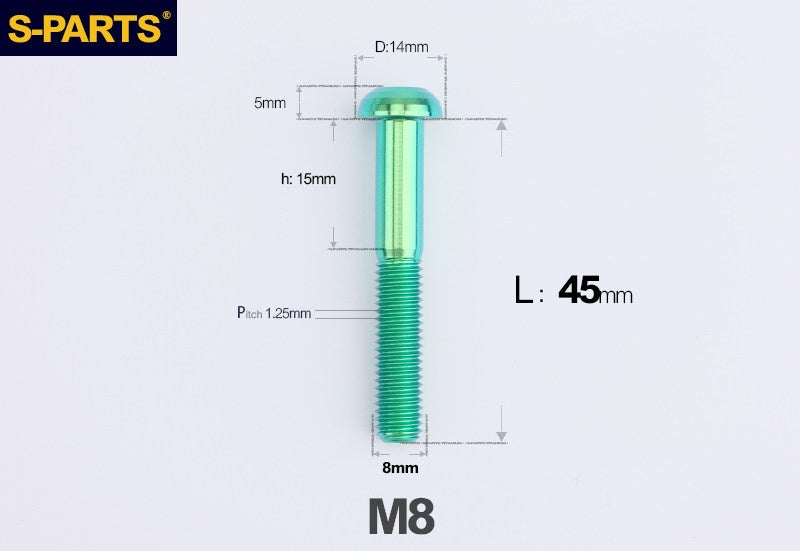 S-PARTS M8 A2 Series TC4 Titanium Bolts – Button Head Fasteners for Bicycle & E-Bike Upgrades