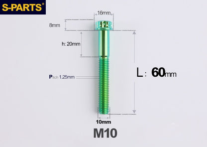 SPARTS M10 L12-120mm P1.25 A3 Series Standard Head Titanium Bolt |  Motorcycle  Upgrade