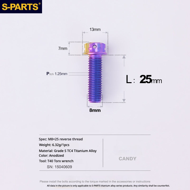 S-PARTS TC4 Titanium Mirror Plug Bolt M8 M10 RH/LH for Motorcycle