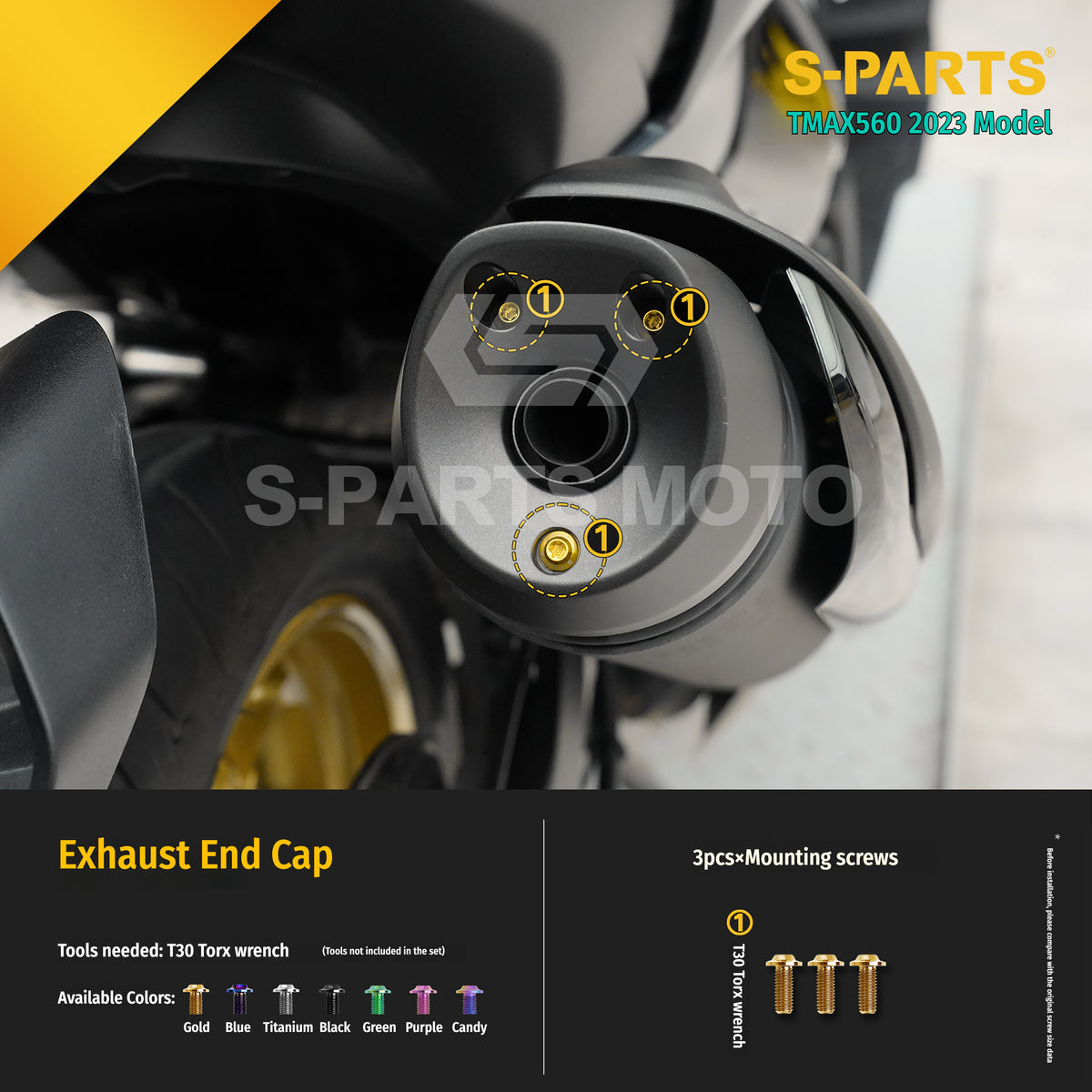 SPARTS Titanium Bolt Kit for Yamaha TMAX560 2023-Rear / Drive / Exhaust System