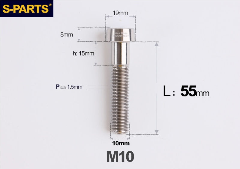 SPARTS Titanium Anti-Theft Fasteners M10 D19×L20-65 P1.5  – Brake Caliper Locking Screw for Motorcycle