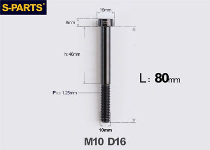 SPARTSTitanium Anti-Theft Fasteners M10×L20-80 D16 P1.25 – Brake Caliper Locking Screw for Motorcycle