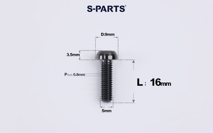 SPARTS A2 M5 Titanium Button Head Bolts for Bicycle Brake Caliper Upgrades Ultra-Light Fasteners