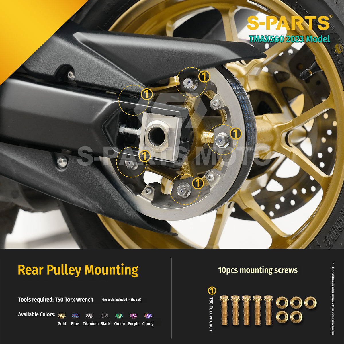 SPARTS Titanium Bolt Kit for Yamaha TMAX560 2023-Rear / Drive / Exhaust System
