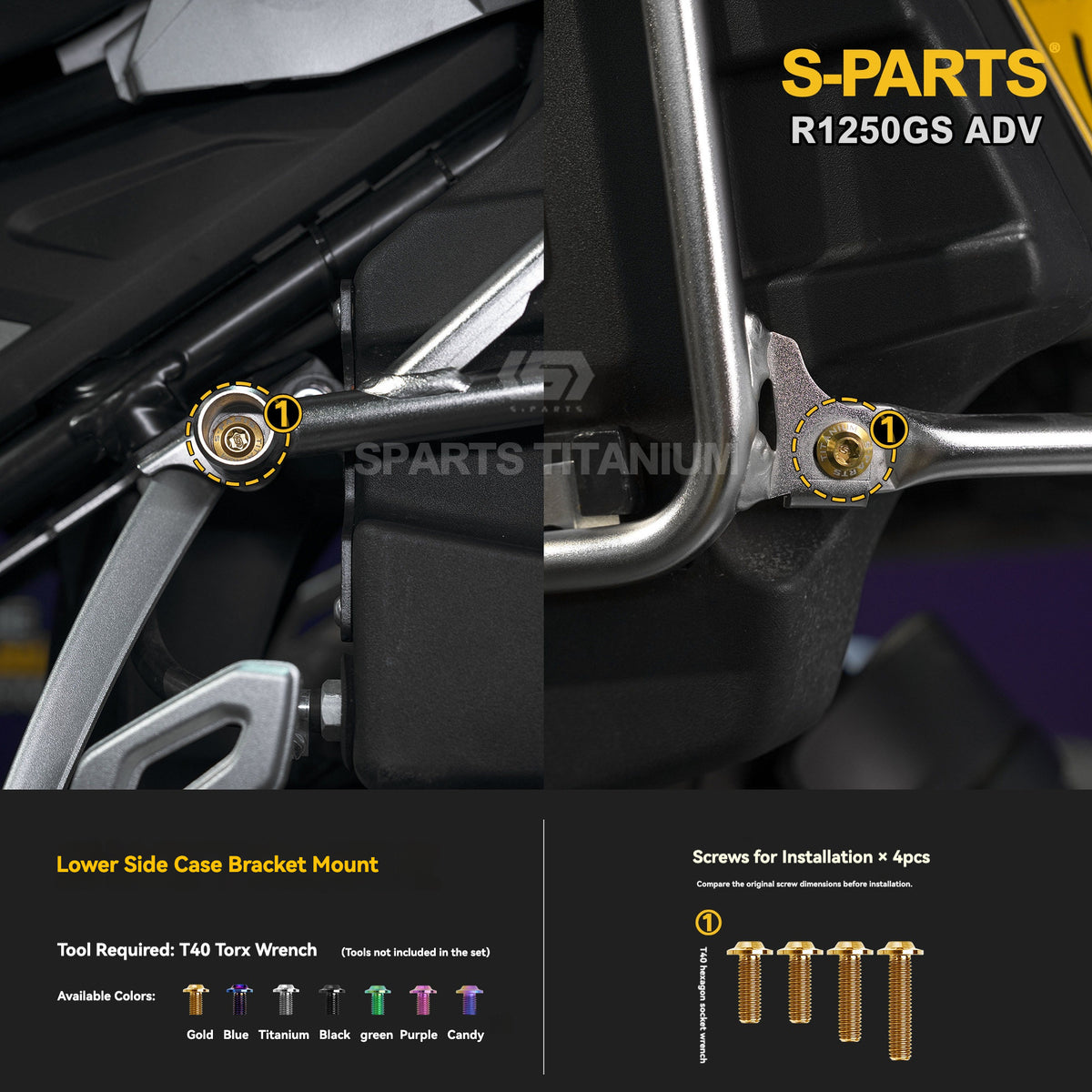 SPARTS Titanium Fairing, Spotlight & Accessory Bolt Kit for BMW R1250GS / ADV