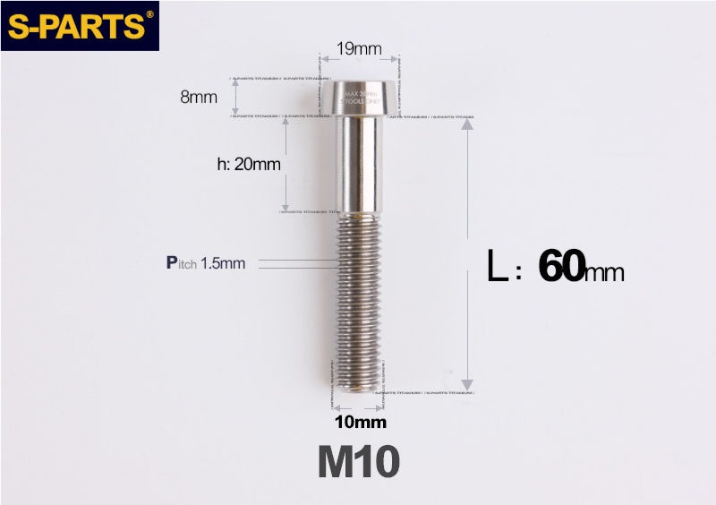 SPARTS Titanium Anti-Theft Fasteners M10 D19×L20-65 P1.5  – Brake Caliper Locking Screw for Motorcycle