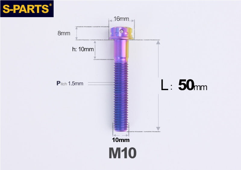 SPARTS M10 × P1.5 L15-120 Standard Head A3 Series Candy Color Titanium Bolt